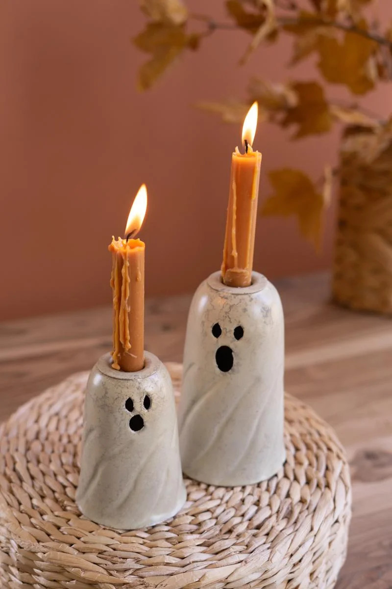 SET OF TWO HALLOWEEN GHOST TAPER CANDLE HOLDERS | Wayfair North America