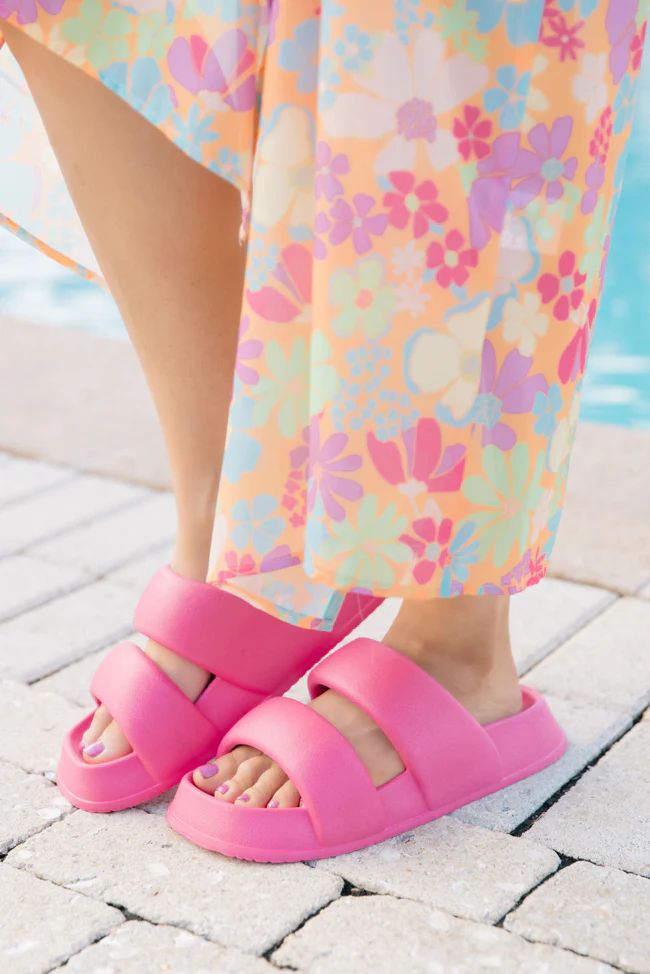 Ciana Hot Pink Double Strap Cloud Slide | Pink Lily