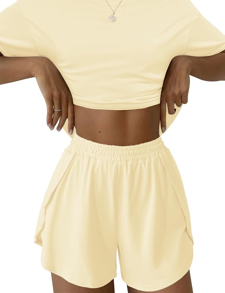 Kistore Summer 2 Piece Pajamas Sets Short Sleeve Sleepwear Pjs Lounge Split Short Sets | Amazon (US)