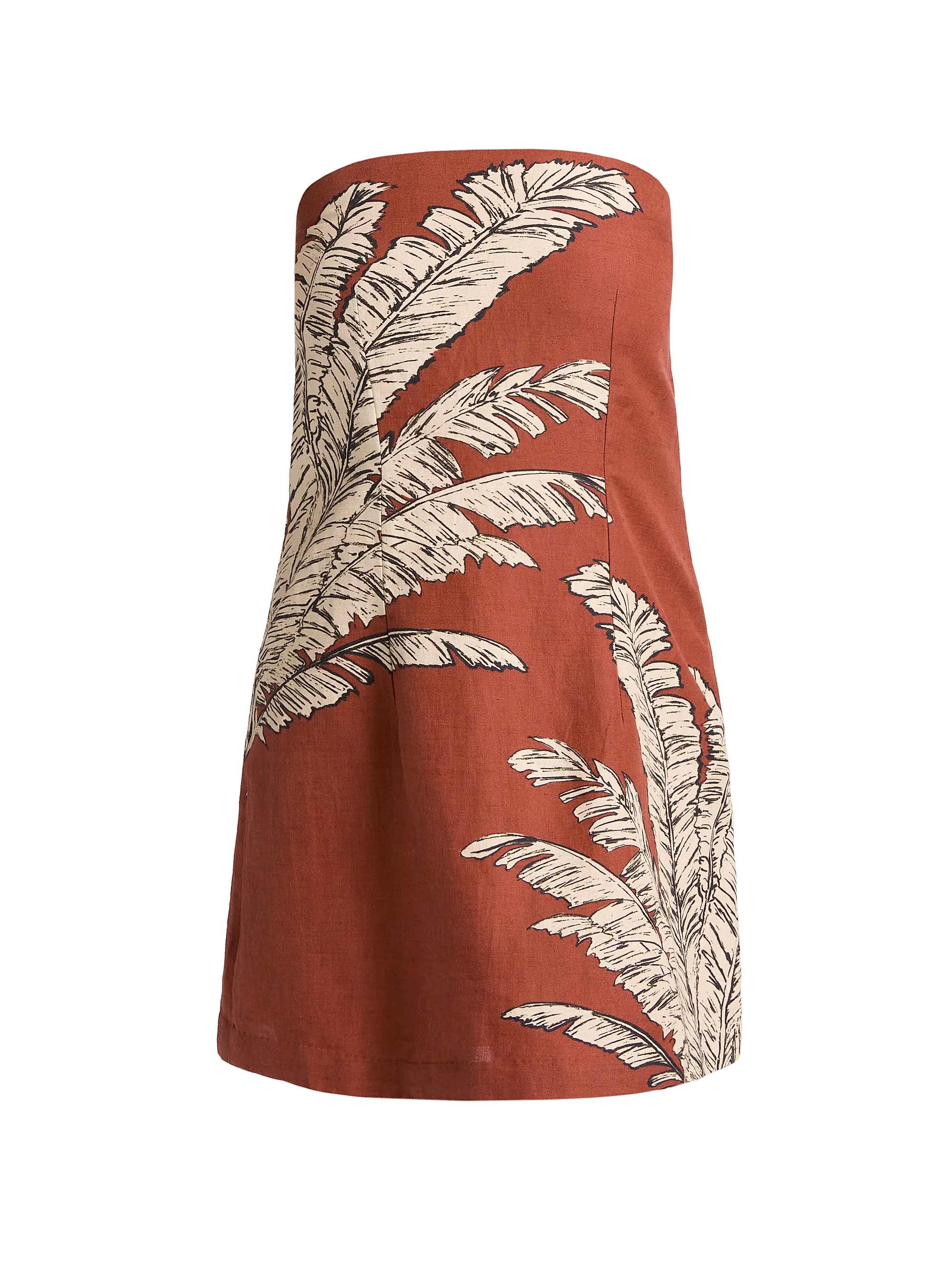 Palm Linen-Cotton Strapless Minidress | Saks Fifth Avenue
