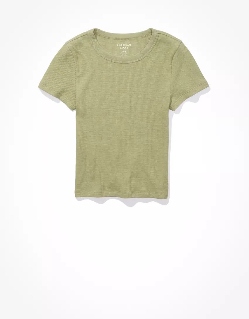 AE Cropped Hey Baby Waffle Tee | American Eagle Outfitters (US & CA)