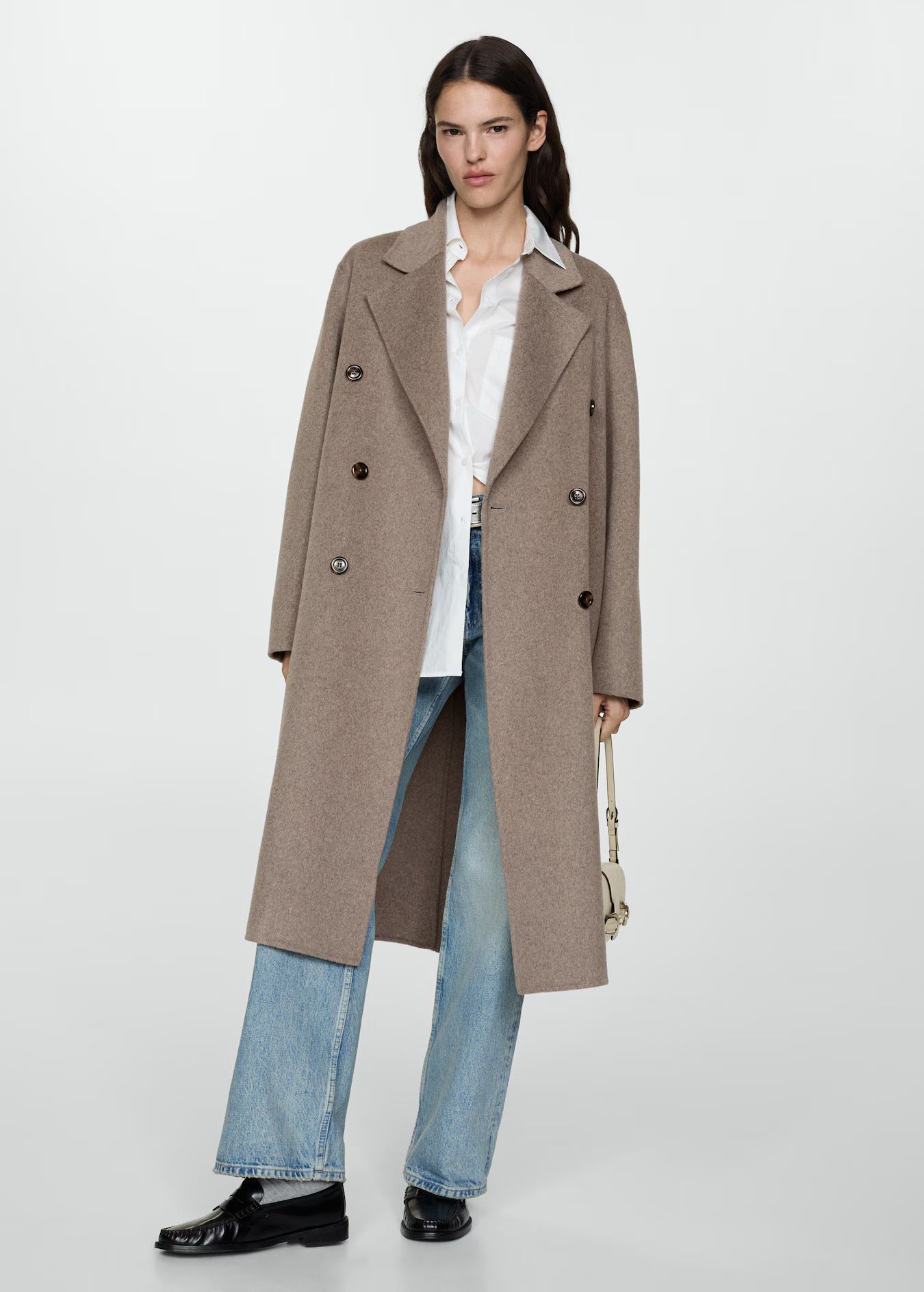 Handmade oversized wool coat - Woman | MANGO USA | MANGO (US)