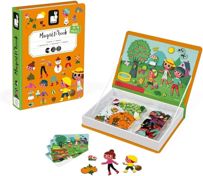 Janod MagnetiBook 120 pc Magnetic 4 Seasons Game - Travel/Storage Case Included - Ages 3+ - J0272... | Amazon (US)