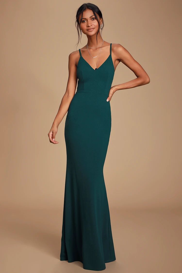 Moments Of Bliss Forest Green Backless Mermaid Maxi Dress | Lulus (US)