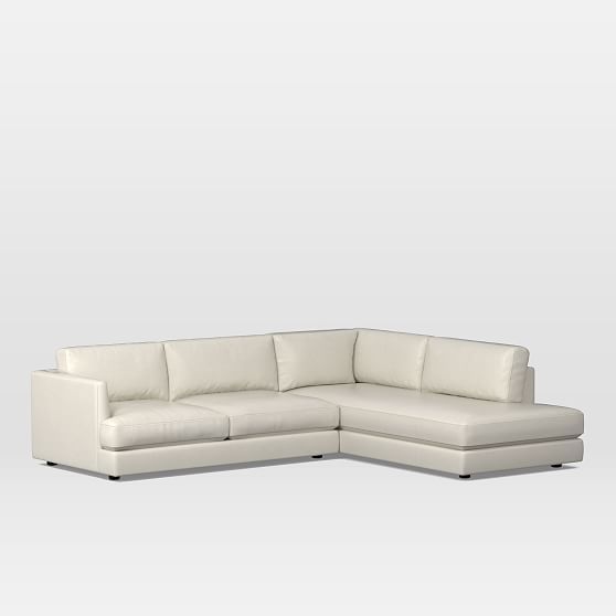 Haven Sectional Set 01: Left Arm Sofa, Right Arm Terminal Chaise, Poly, Sauvage Leather, Chalk | West Elm (US)