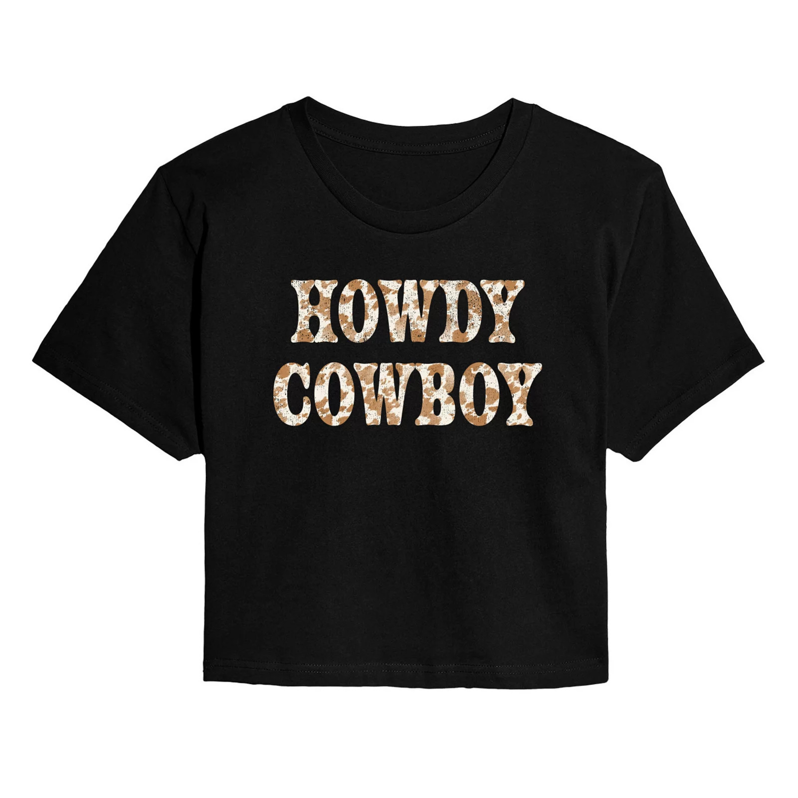 Juniors' Howdy Cowboy Cropped Tee, Women's, Size: Small, Black | Kohl's