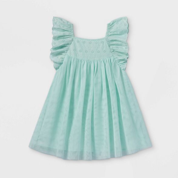 Toddler Girls' Ruffle Sleeve Eyelet Tutu Dress - Cat & Jack™ Mint | Target