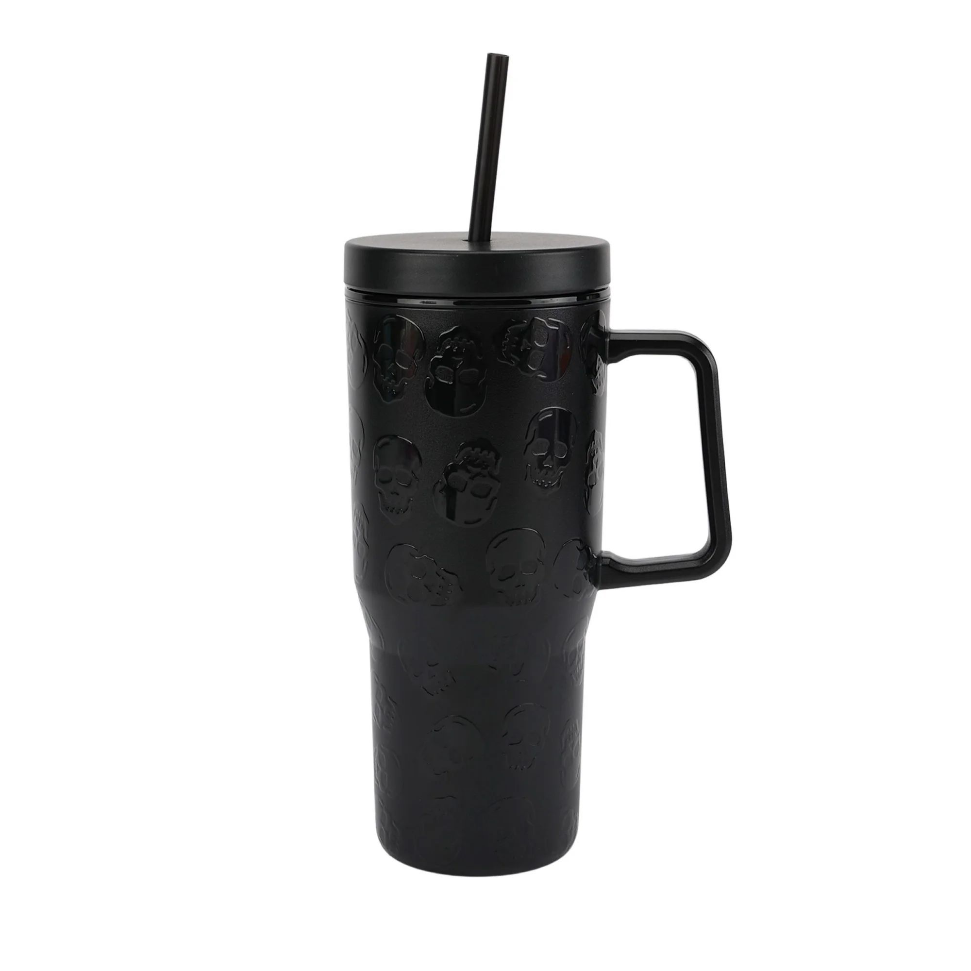 Way to Celebrate Halloween 30 oz Plastic Double Wall Insulated Embossed Skull Tumbler with Straw ... | Walmart (US)