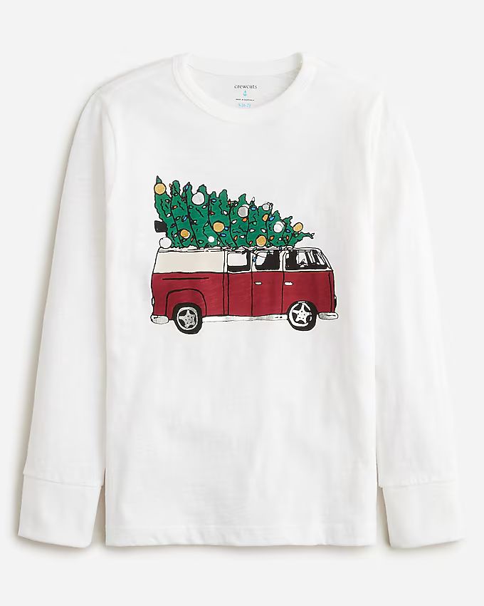 Kids' long-sleeve holiday van graphic T-shirt | J.Crew US