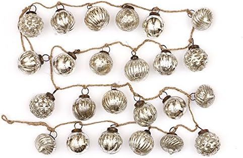 Creative Co-Op Embossed Mercury Glass Ornamental Garland, 72 Inch, Antique Silver | Amazon (US)