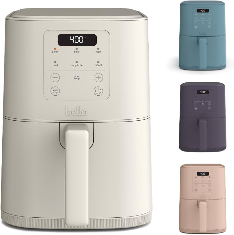 bella 4Qt Slim Air Fryer, Fits-anywhere Kitchenware, EverGood Ceramic Nonstick Coating, Adjustabl... | Amazon (US)