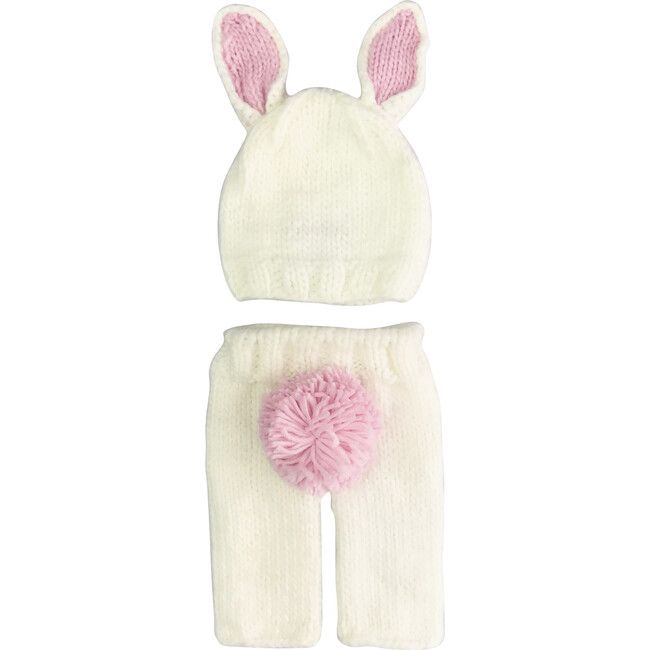 Bailey Bunny Newborn Set, White and Pink - The Blueberry Hill Hats & Mittens | Maisonette | Maisonette