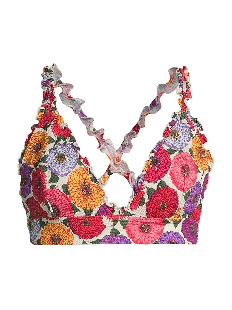 Floral Frilly Bikini Top | Saks Fifth Avenue