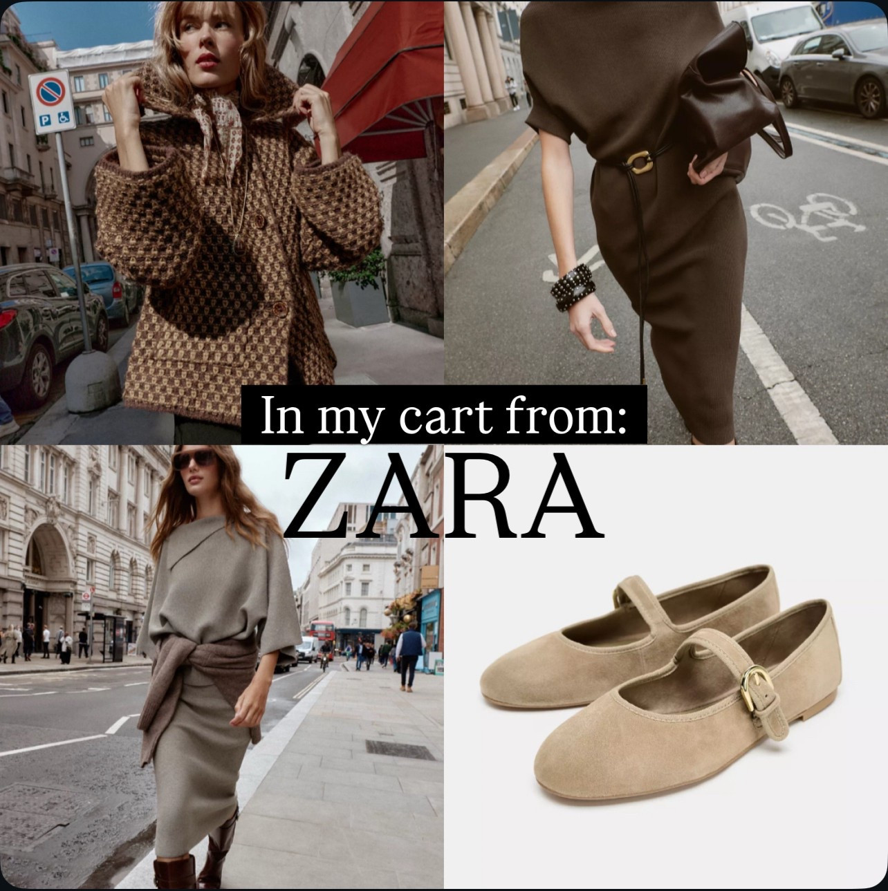 In my cart from Zara
Oversized jacket 
Belted dress
Mid skirt 
Suede ballet flat 
Everything it’s perfect for fall/winter and fits into true to size 

#LTKU #LTKStyleTip #LTKSeasonal