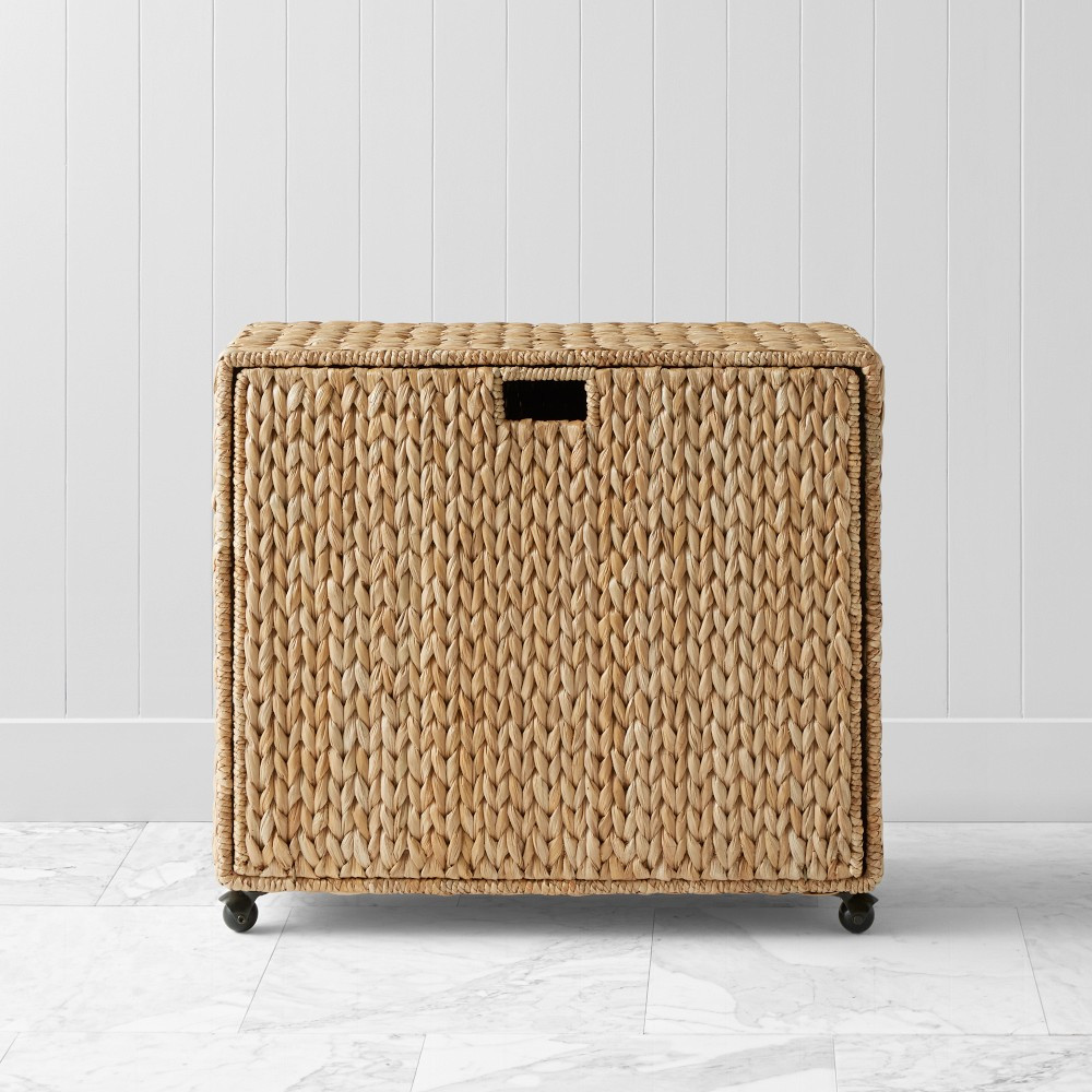 Nantucket Woven Seagrass Pull Out Hamper on Wheels | Williams-Sonoma