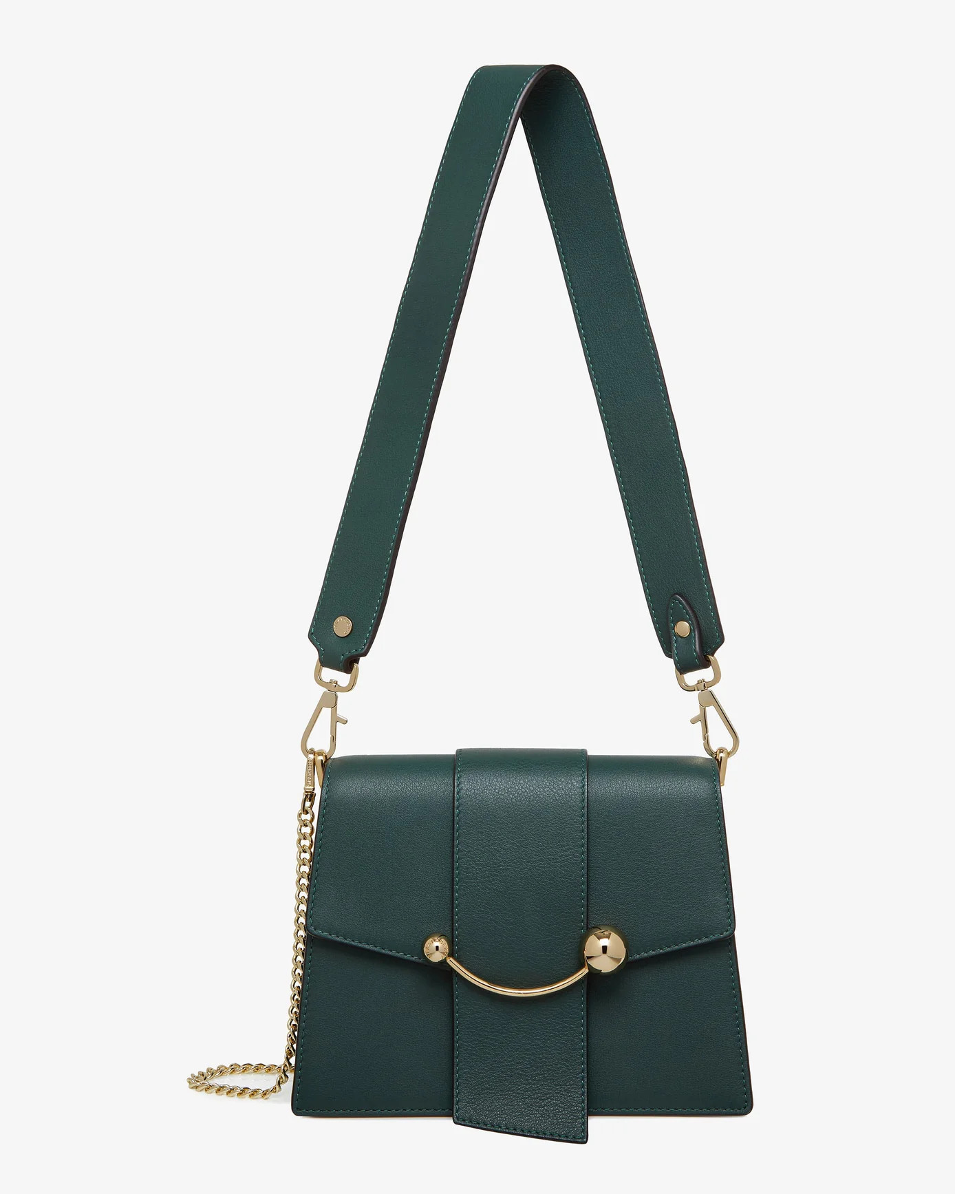 Strathberry - Box Crescent - Leather Shoulder Bag - Green | Strathberry
