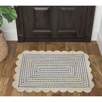 allen + roth 2 X 3 Braided Ivory Cobalt Indoor/Outdoor Geometric Farmhouse/Cottage Throw Rug | Lowe's