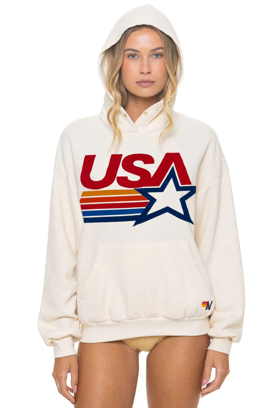 USA Star Relaxed Pullover Hoodie \u2013 Vintage White | Aviator Nation | Aviator Nation