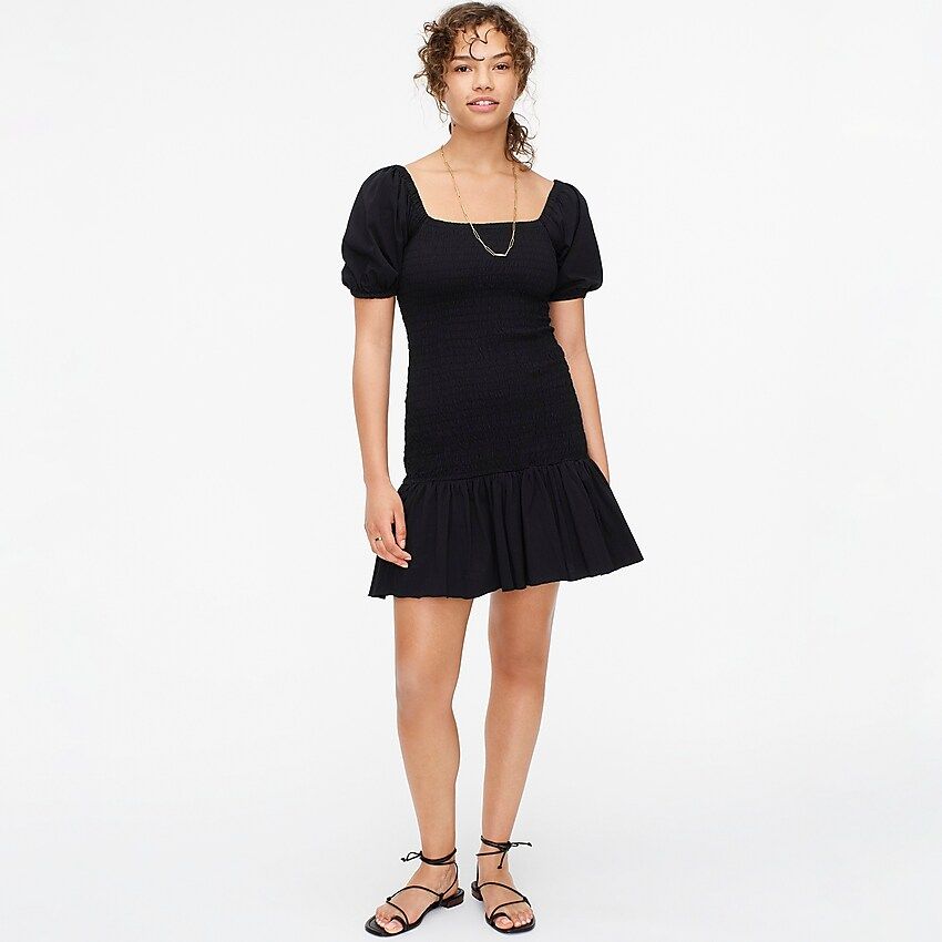 Smocked puff-sleeve knit dress | J.Crew US