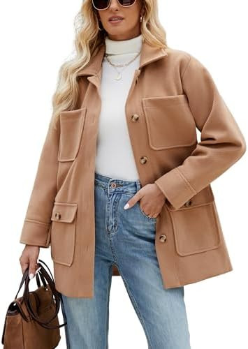 Omoone 2025 Winter Elegant Womens Pea Coat Mid Long Wool Coat Wool Blend Trench Coat with Pockets | Amazon (US)