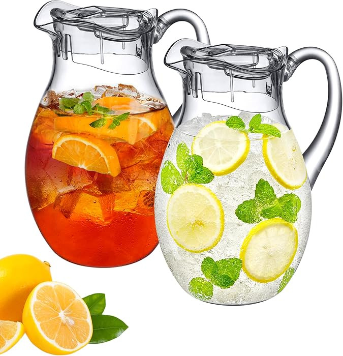 Amazing Abby - Bubbly - 2-Pack Acrylic Pitcher (72 oz), Clear Plastic Water Pitcher with Lid, Fri... | Amazon (US)