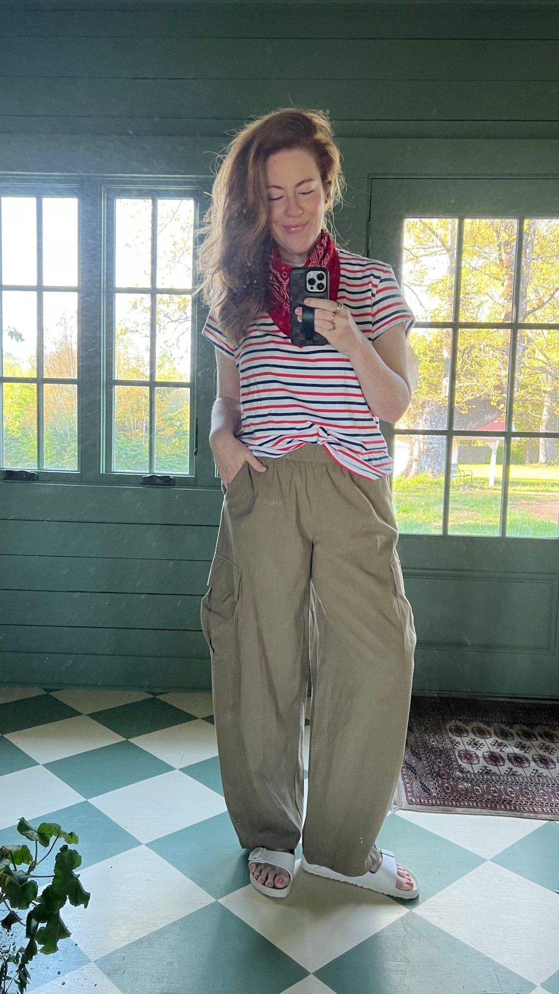 reset day outfit! 
• striped tee in large
• oversized cargo pants in medium
• birkenstocks in eggshell tts

#LTKFindsUnder50 #LTKOver40 #LTKStyleTip