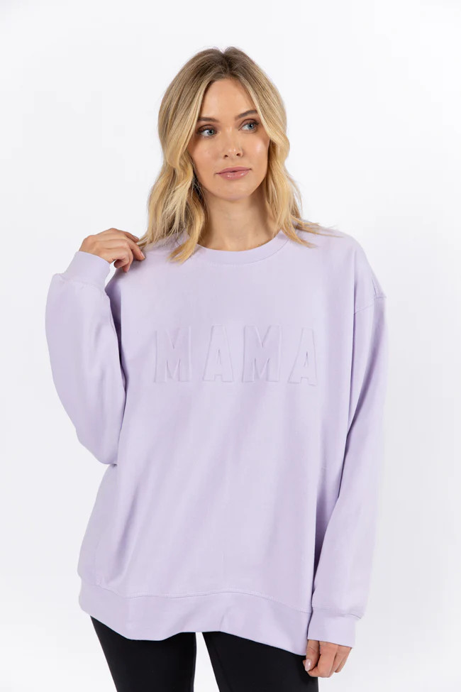 Mama Embossed Logo Orchid Petal Fleece Sweatshirt FINAL SALE | Pink Lily
