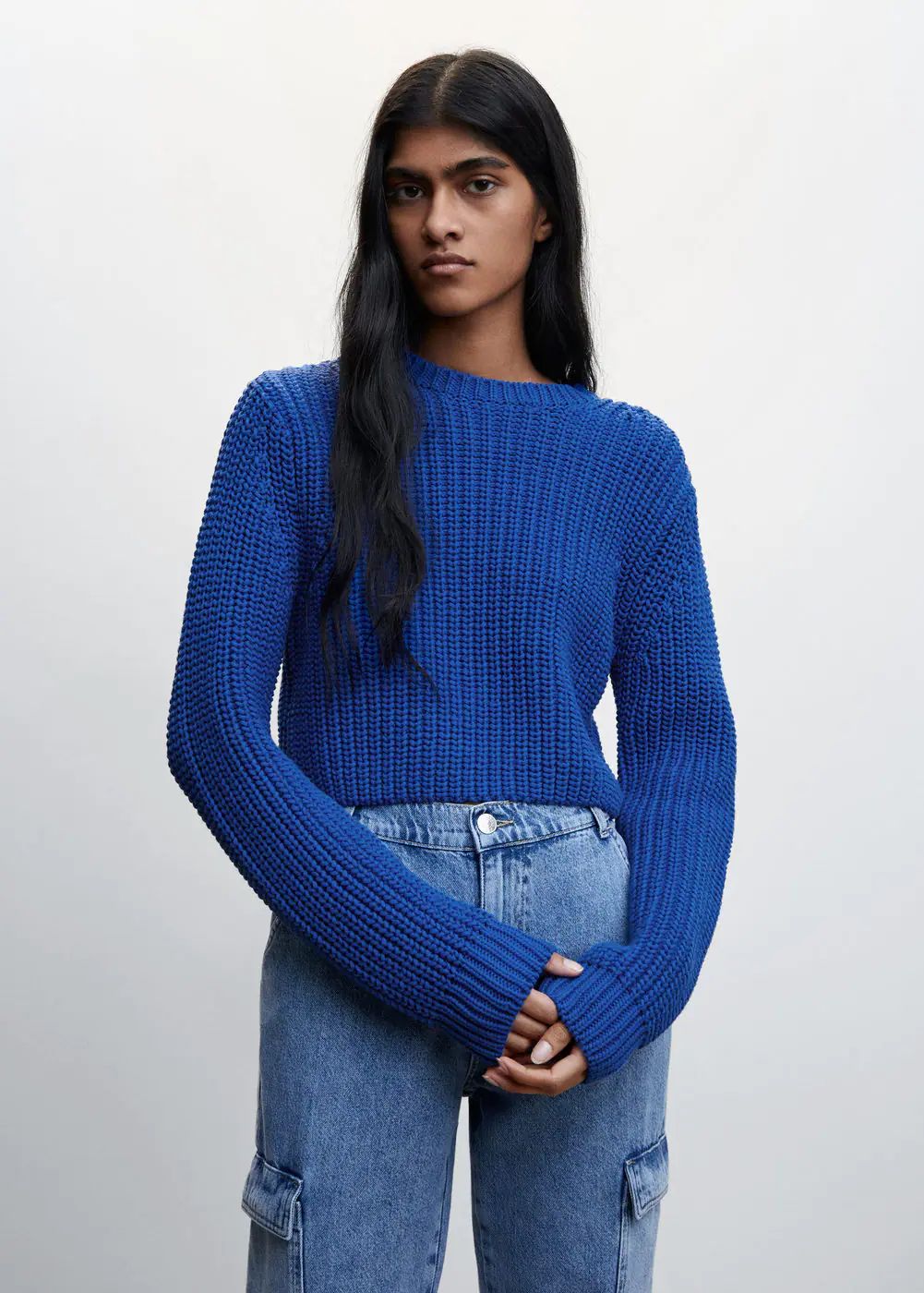 Round-neck knitted sweater  -  Women | Mango USA | MANGO (US)