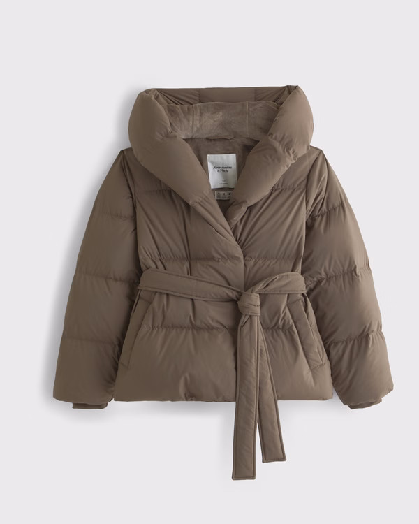 Women's Hooded Duvet Belted Puffer | Women's Coats & Jackets | Abercrombie.com | Abercrombie & Fitch (US)