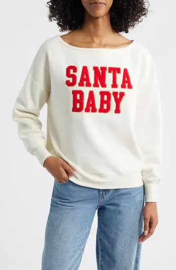 Vinyl Icons Santa Baby Fleece Sweatshirt in Marshmallow at Nordstrom Rack, Size X-Small | Nordstrom Rack