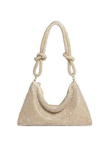 YUWITA Rhinestone Purse for Women Evening Bag Glitter Sparkly Mini Handbags (Gold) | Amazon (US)