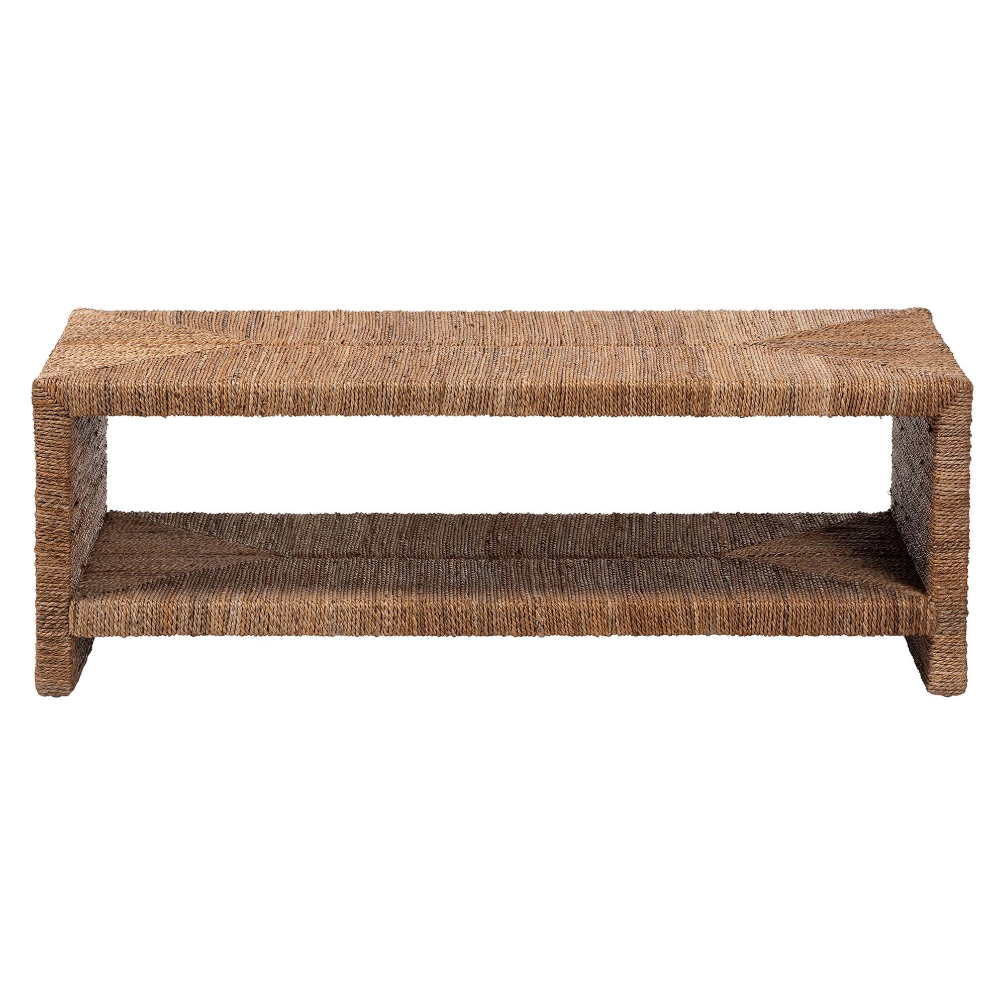 Bali & pari Liza Rectangle Seagrass Coffee Table - Handwoven Natural Fiber Frame with Open Shelf,... | Amazon (US)