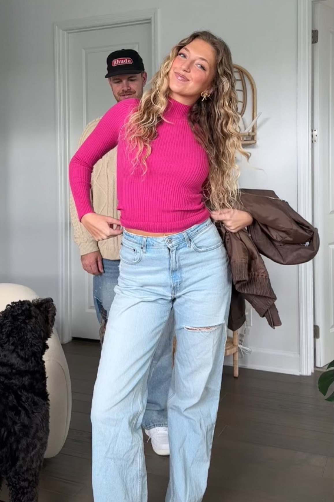 Pop of color for your winter ❄️ 
Top: M
Jacket: XL code Greta 
Jeans: 30 extra tall light destroy 

#LTKstyletip #LTKHoliday #LTKworkwear