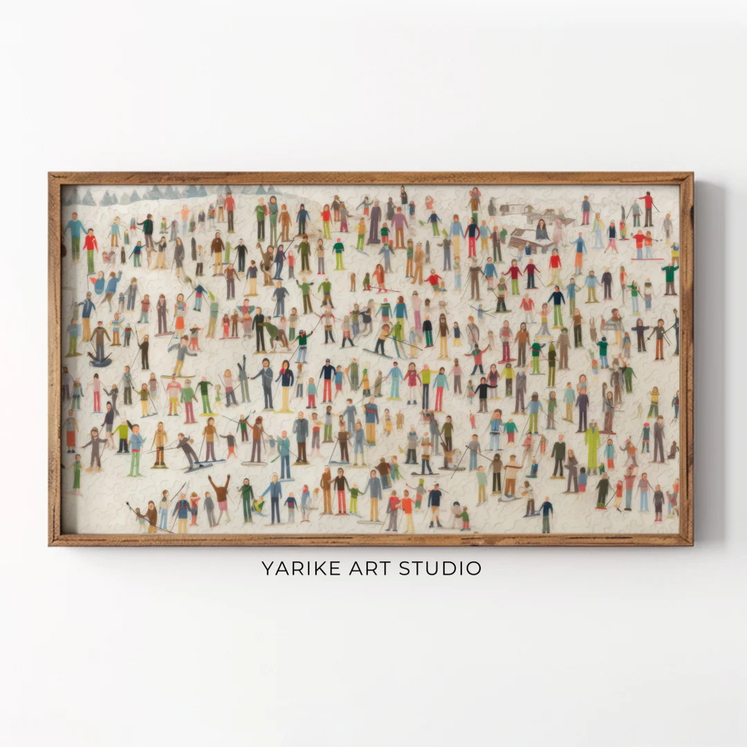 Ski Slope Painting | Winter Frame TV Art (Digital Download) | Etsy (US)