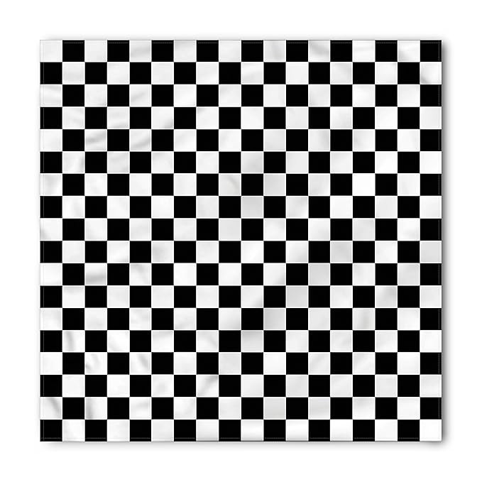 Checkers Game Bandana by Ambesonne, Geometric Grid Style Monochrome Squares in Traditional Game Boar | Amazon (US)