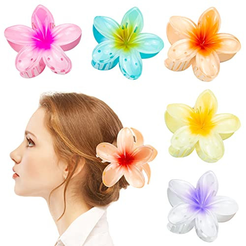 Leikedun Flower Hair Clips Non slip Hair Claw Clips Strong Hold Hair Clip for Medium Thick Hair 6 Colors French Hair Accessories for Girls and Women, 1.0 count | Amazon (UK)