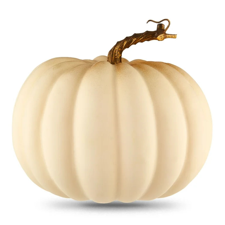 Harvest Gold-Painted Short Cream Foam Pumpkin, 8 in x 8 in x 7 in, Way to Celebrate | Walmart (US)