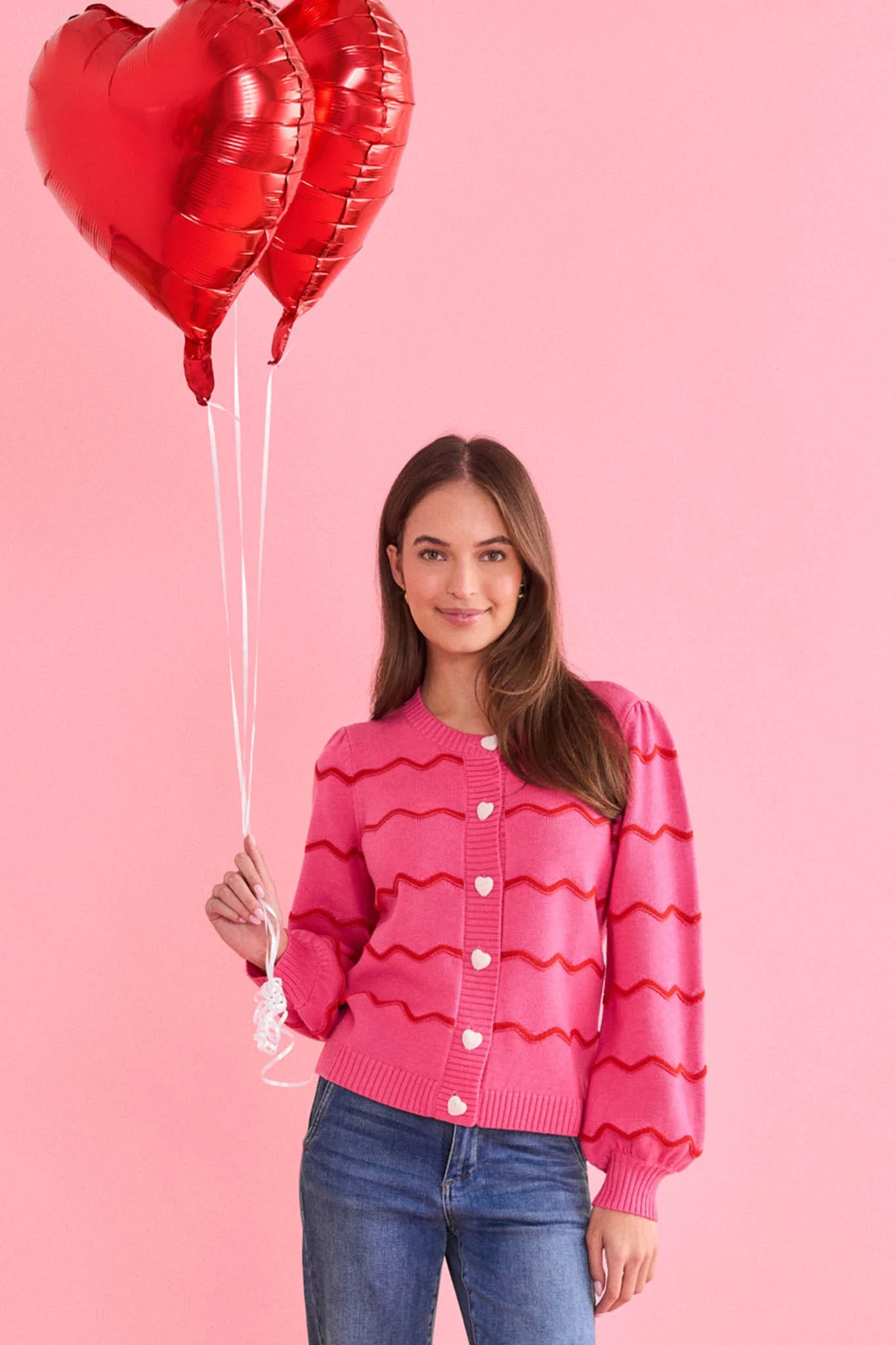 Raquel Pink Striped Knit Cardigan | Avara