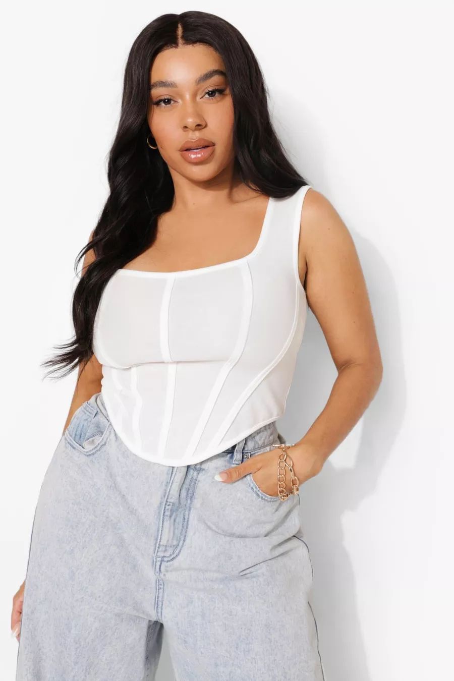 Plus Woven Structured Corset | Boohoo.com (US & CA)