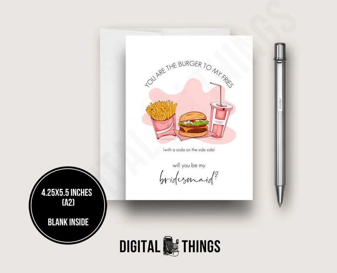Bridesmaid Proposal Card You Are the Burger to My Fries - Etsy | Etsy (US)