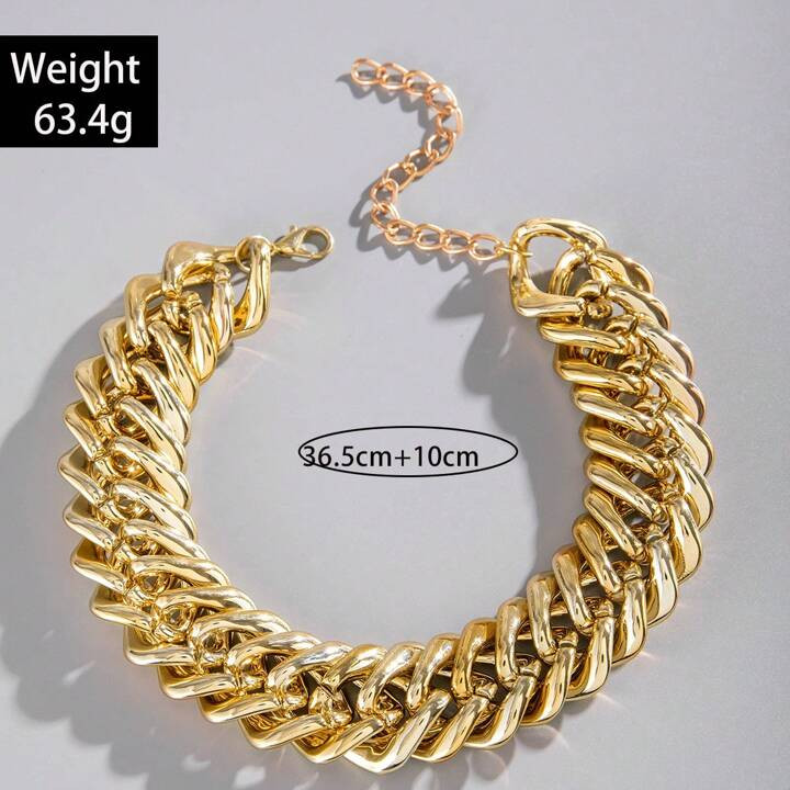 1pc Vintage Punk Retro Style Metal Chain Necklace, Personalized Retro Chunky Chain Choker Necklac... | SHEIN