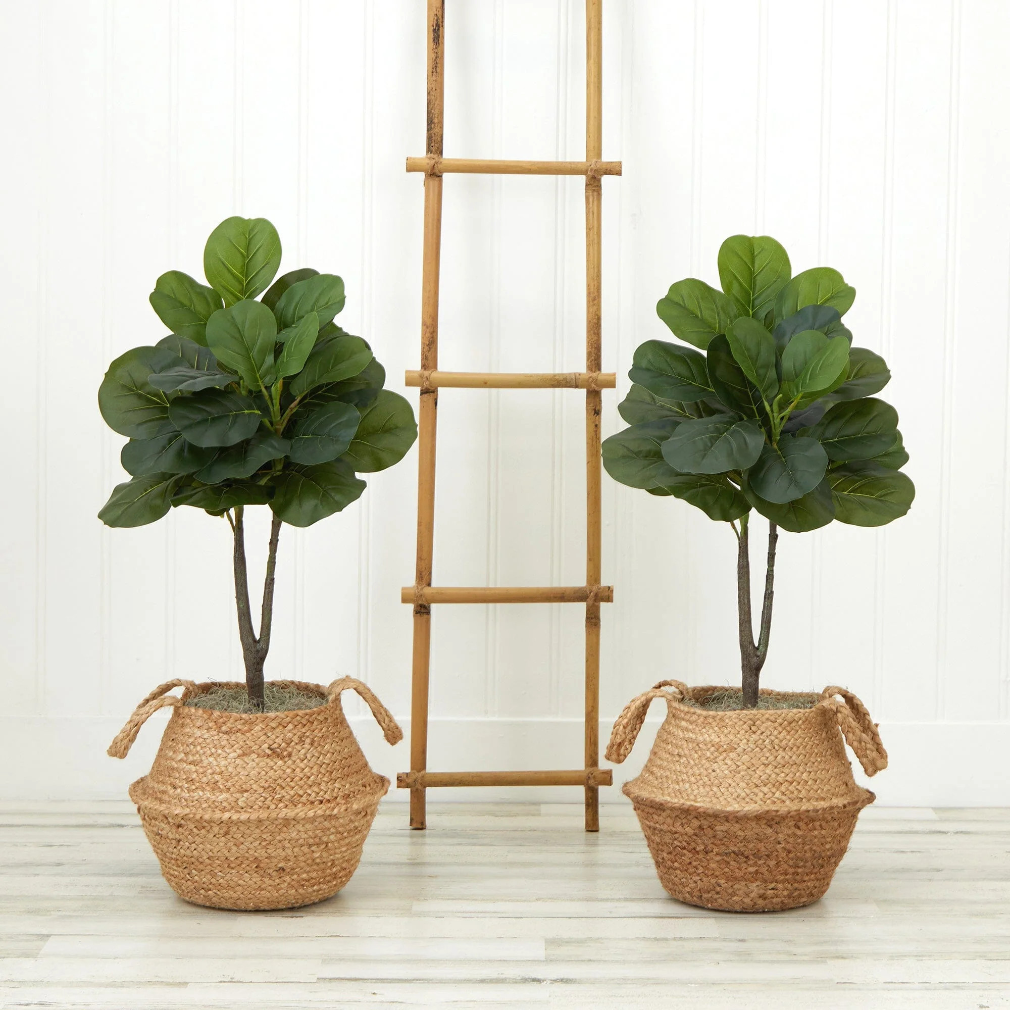 3’ Artificial Fiddle Leaf Fig Tree with Handmade Cotton & Jute Woven P | Nearly Natural