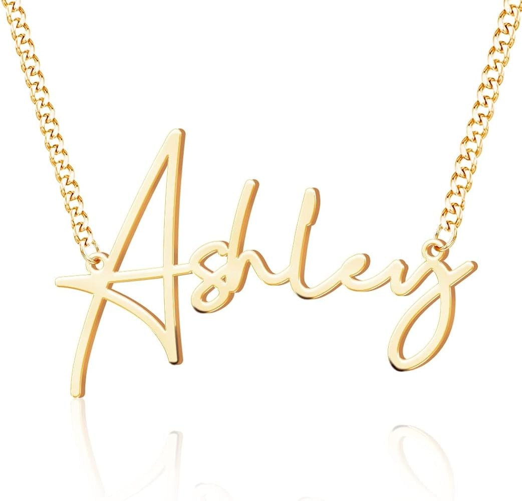 EVER2000 Custom Name Necklace, 18K Gold Plated Nameplate Personalized Jewelry Gift for Women | Amazon (US)