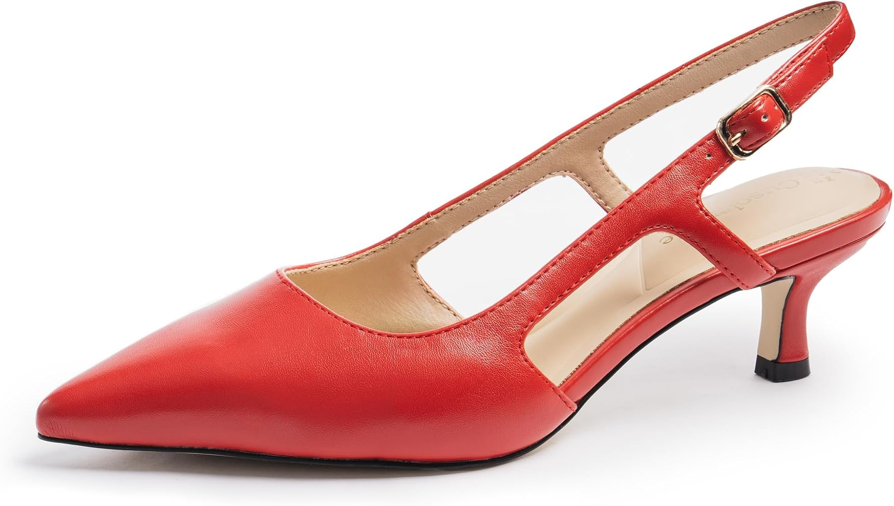 Slingback Kitten Heels for Women, Pointed Closed Toe Heels, Comfortable Women Pumps Low Heel Dres... | Amazon (US)