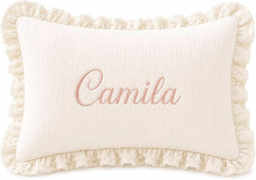 Personalized Monogram Pillow Cover, Custom Embroidered Initials Pillowcase, Custom Text Embroider... | Amazon (US)