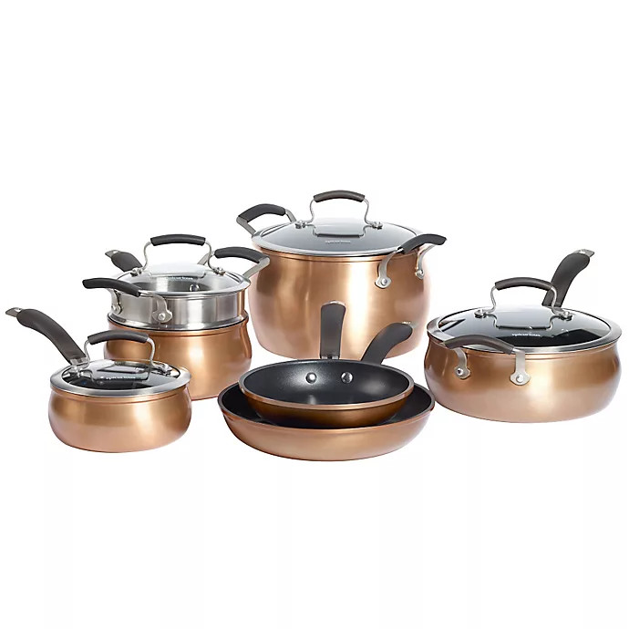 Epicurious Aluminum Nonstick 11-Piece Cookware Set in Copper | Bed Bath & Beyond