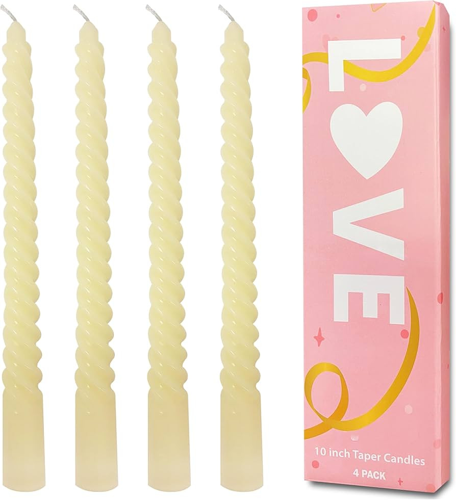 Ivory Spiral Taper Candles, 10 inch Ivory Taper Candles Set of 4 Unscented Dripless Candlesticks ... | Amazon (US)