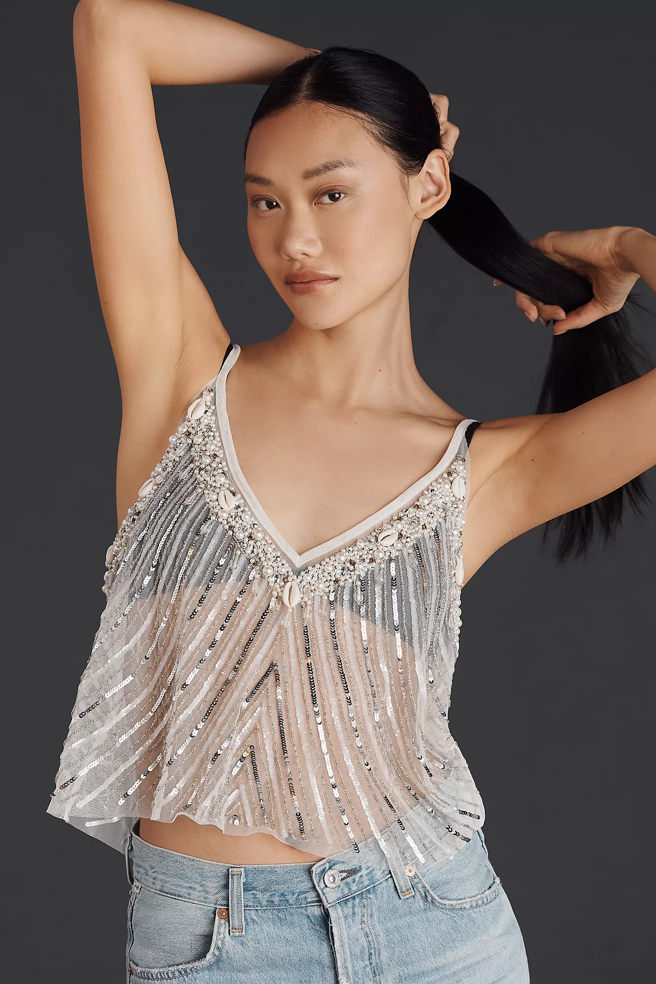 By Anthropologie Beaded Mermaid Sheer Cami | Anthropologie (US)