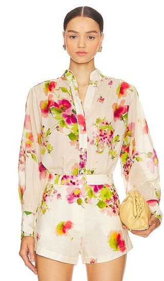 Felicity Print Blouse in White Tuscan Flowers | Revolve Clothing (Global)