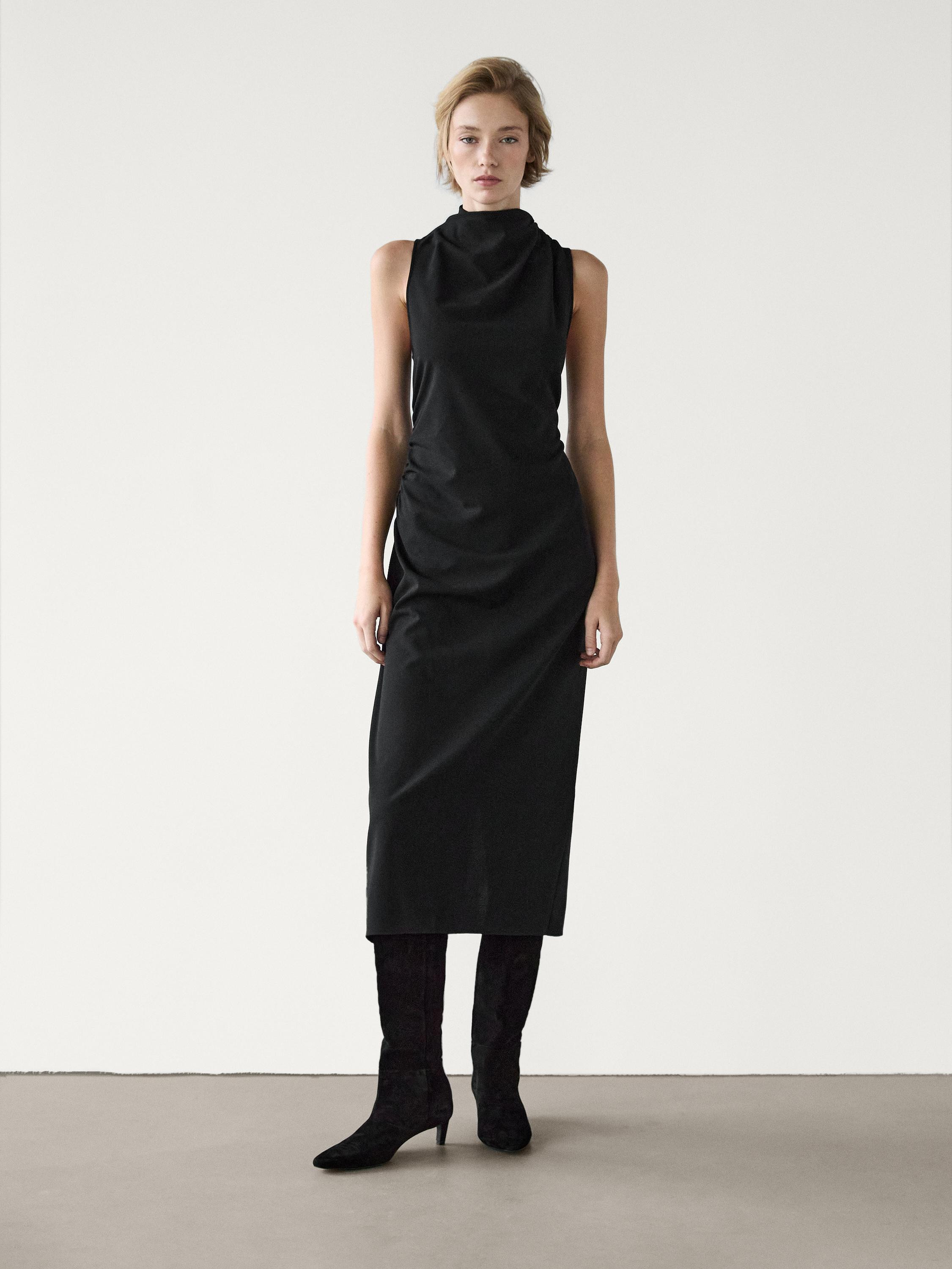 Asymmetrisches drapiertes Kleid | Massimo Dutti DE